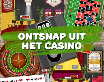 Escape room spel voor kinderen 8-12 jaar. Ontsnap uit het casino. Escape room bordspel. Print zelf uit. Gebruik voor een kinderfeestje.