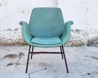 Mid Century Modern Armchair / Green Faux Leather / Alvin Lustig style / Vintage Easychair / Lounge chair / 1950 / Vintage Side Chair / '50s