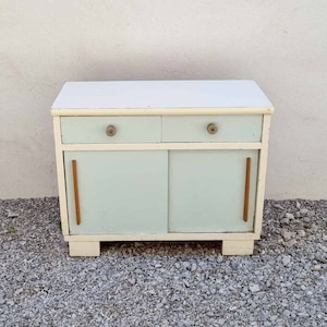 Mid Century Cabinet / Vintage Wooden Cabinet / Wooden Furniture / Formica Plywood Wood / Vinterior / Bedside Stand / Italy / 1960 / &#39;60s