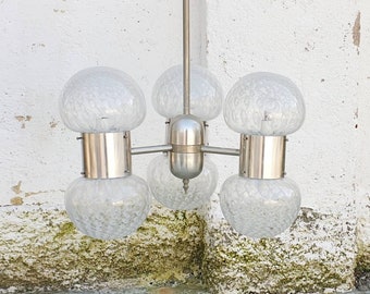 Mid Century Murano Glass Ceiling Lamp / Large Atomic Chandelier / Ceiling Light / Space Age Lighting / Mazzega / Italy / 1970 / '70s
