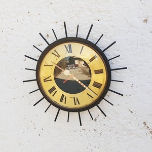 Vintage Sunburst Clock / Mid Century Sunburst Clock / Vintage Clock / Gorenje / Retro Wall Clock / 1970s /  Home Decor / Yugoslavia / &#39;70s