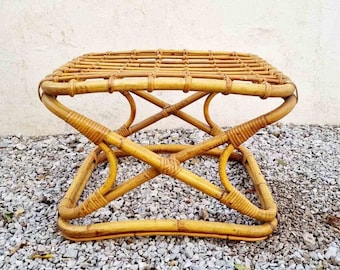 Mid Century Modern Bamboo Coffee Table / Attributed to Tito Agnoli in Bonacina Style / Vintage Rattan Side Table /Italian Design /Italy '60s