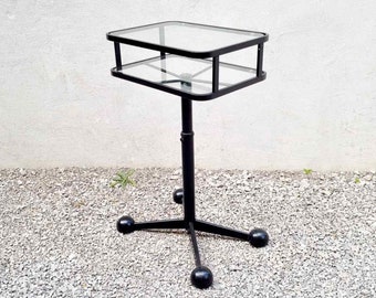 Rare Mid Century Glass and Metal TV Stand / Arredamenti Allegri / Vintage Side Table / Vintage End Table / Glass Table / Italy 1970 / '70s