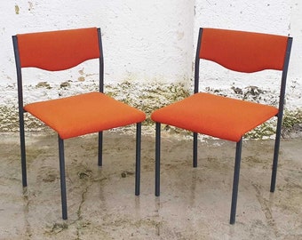 1 des 2 chaises de bureau du milieu du siècle / chaises d’école vintage / chaises industrielles rétro /chaises orange /Stol Kamnik Yougoslavie /Yougoslavie /'70s