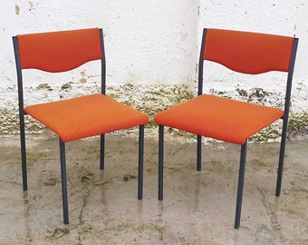 1 of 2 Mid Century Office Chairs / Vintage School Chairs /  Retro Industrial Chairs /Orange Chairs /Stol Kamnik Yugoslavia /Yugoslavia /'70s