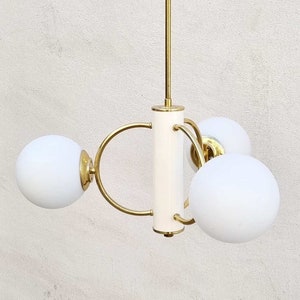 Mid Century Modern Ceiling Lamp / Produced by Emi Poljčane Yugoslavia / White Bubble Pendant Lamp / Sputnik Chandelier / Space Age / &#39;70s