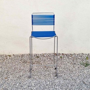 Mid Century Modern Spaghetti Bar Stool / Giandomenico Bellotti for Alias / Spaghetti Chair / Bar Chair / Rare Blue Chair /Italy /1980s /'80s