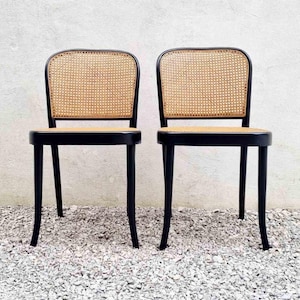 1 of 2 Mid Century Dining Chair / Josef Hoffmann Prague Chair No. 811 / Produced by FMG / Thonet / Vintage Chair / Wicker Chair / 1960 /'60s