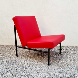 Rare Mid Century Lounge Chair / Vintage Easy Chair / Stol Kamnik / Design in Style of Ilmari Tapiovaara / Retro Chair / Red Fabric / &#39;60s