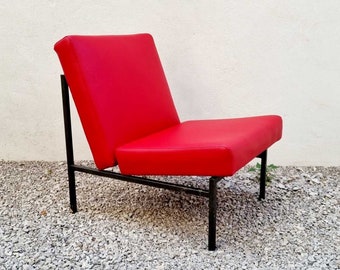 Rare Mid Century Lounge Chair / Vintage Easy Chair / Stol Kamnik / Design in Style of Ilmari Tapiovaara / Retro Chair / Red Fabric / '60s