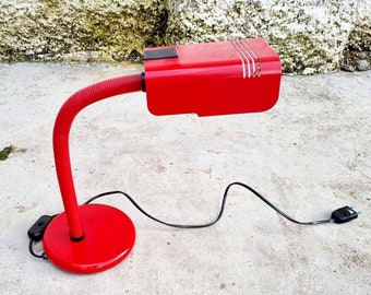 Vintage Table Lamp by Targetti Sankey / Retro Desk Lamp / Red Desk Lamp / Space Age Lighting / Italian Design / Table Lamp / Italy / '70s