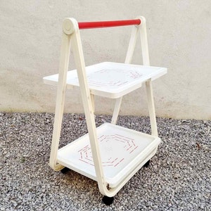 Mid Century White Plastic Bar Cart / Pierre Cardin Design / Produced by Simo / Italian Trolley / Vintage Cart / White Plastic / Italy / '70s