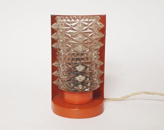 Vintage Ecclise Crystal Table Lamp / Bedside Lamp / Orange Desk Lamp / Retro Lighting / Home Decor / Glass Table Lamp / 1960 / Italy '60s