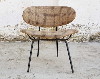 Mid Century Modern Chair / Gastone Rinaldi / Brown Checkered Fabric / Vintage Easychair / Lounge chair / 1950 / Vintage Chair / '50s