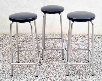 1 von 3 Mid Century Barhocker / Metall Stühle / Barstühle / Metall Barhocker / Esszimmer Bürostühle / Retro Chrom Stühle /Kanada /1960/60er Jahre