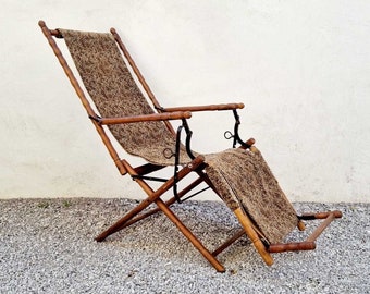 Art Deco Deck Folding Brown Wooden Chair / Wooden Chair / Vintage Wooden Deck Chair / Living Room Furniture / Made in Austria /  1920s /'20s