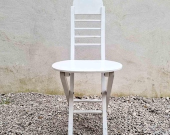 Postmodern Wooden Folding Chair: Italian Design, Retro Chair, White Wood, 1980s