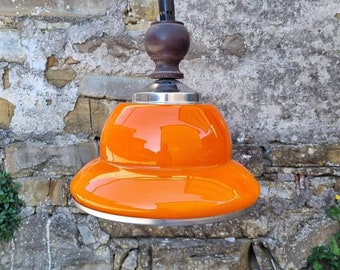 Mid Century Glass Pendant Lamp / Orange Vintage Glass Ceiling Lamp / Hanging Light / Space Age / Retro Light /  Retro / Yugoslavia / '70s