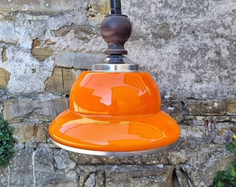 Halverwege de eeuw glazen hanglamp / oranje vintage glazen plafondlamp / hanglicht / ruimtetijdperk / retro licht / retro / Joegoslavië / jaren '70