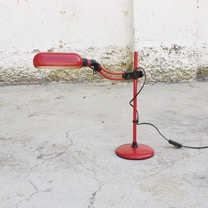 Vintage Table Lamp / Mid Century Adjustable Desk Lamp / Red / Vintage Study Lamp / Space Age / Atomic Light / Tronconi / Italy / &#39;70s