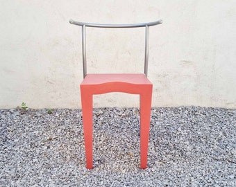 Postmoderner Plastik Metall Stuhl / Modell Dr Glob / Design von Philippe Starck für Kartell / Retro Stuhl / Postmoderner Stuhl / Italien / 1980 /'80s