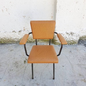 Mid Century Modern Office Chair / Vintage Chair / Dining Chair with Brown Eco Leather / 1950 / Dining Chair / Retro Chair / Italy / '50s image 2