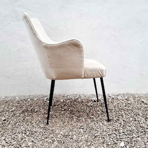 Mid Century Modern White Armchair / White Fabric / Retro Furniture / Original Fabric / White Chair / Italian Design / Italy / 1960s / '60s