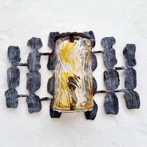 1 of 3 Brutalist Wall Lamp / Glass Wall Lights / Vintage Glass Lamps / Wall Lamps / Sconces / Italian Design Lamps / Italy / 1960s / &#39;60s