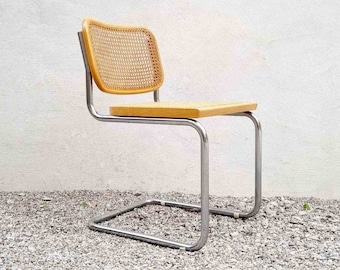 Mid Century Modern Marcel Breuer Stuhl / Marcel Breuer B32 Italienischer Stuhl / Gavina Style / Beige / Esszimmerstuhl / Bauhaus / Italien / 60er Jahre