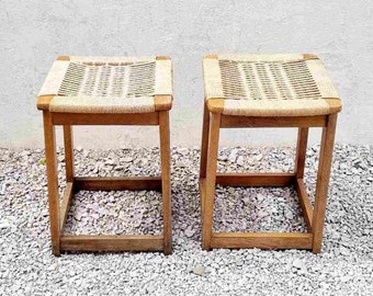 1 sur 2 Tabouret du milieu du siècle / Ebert Wels Design / tabourets en bois vintage / Ottomans / Corde et bois / Tabourets marron / Design scandinave / '60s