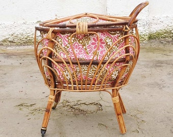 Toller Wschekorb 1950er Vintage geflochten Bambus Rattan mit Stoffeinsatz  West Germany Laundry Basket mid century - Etsy.de