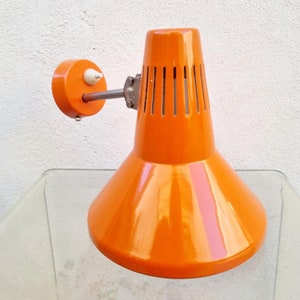Mid Century Orange Wall Lamp / Retro Orange Sconce / Industrial Lamp / Metal Wall Lamp / Wall Lighting / Space Age / Yugoslavia / 1970 /&#39;70s