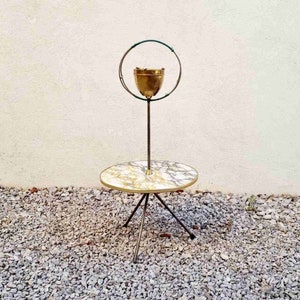 Rare Mid Century Coffee Table with Ashtray / Round Coffee Table / Unique / Tripod Coffee Table / Vintage Side Table / Germany / 1960s / &#39;60s