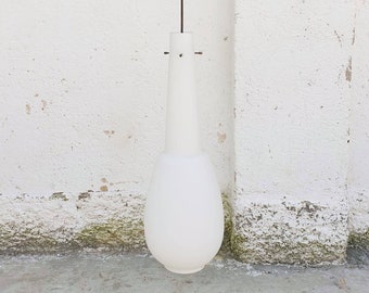 Mid Century Grote Melkwitte Glazen Hanglamp / Vintage Drop Plafondlamp / Home Verlichting / Glazen Lamp / Retro Lamp / 1960 / Italië / Jaren '60