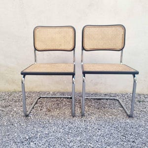 1 of 2 Mid Century Modern Cesca Chair / Marcel Breuer B32 Italian Cesca / Black / Wicker / Chrome / Dining Chair / Iconic Chair /Italy /&#39;70s