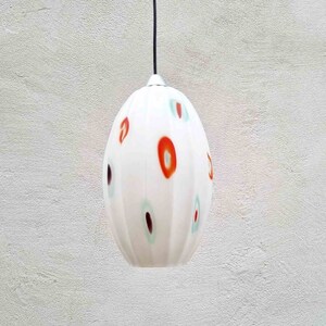 Mid Century Murano Glass Ceiling Lamp / Vintage Milky Glass Dot Pendant Lamp / Dino Martens Style for Toso /Murano Glass /Italy /1970s /&#39;70s
