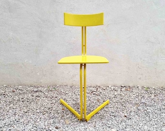 Vintage Desk Chair / Model Vipera / Design by Luca Leonori Manufactured by Pallucco / Yellow Chair / Chair / Retro Chair / Italy /1980 /'80s