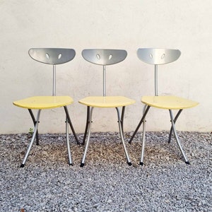 1 of 3 Postmodern Wooden Metal Folding Chair / Piu Chairs /Chiaramonte & Marin Design for Bonaldo /Retro Chairs /Italian Design /Italy /&#39;90s