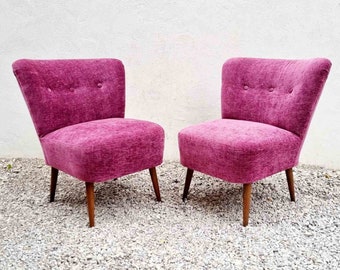 Pair of Mid Century Cocktail Chairs / Vintage Lounge Chairs / New Fabric / Living Room / Scandinavian Design / Home / Retro / 1960s / '60s