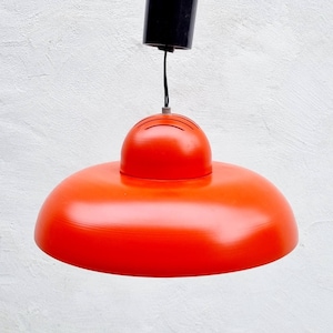 Mid Century Modern Pendant Lamp / Produced by Sijaj Hrastnik / Vintage Ceiling Lamp / Red Metal Lamp / Red Hanging Lamp / Retro Light / &#39;70s
