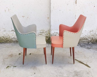 1 of 2 Mid Century Modern Armchair / Osvaldo Borsani Design for Rima / Retro / Faux Leather / Vintage Chairs / Italian Design / Italy / '60s