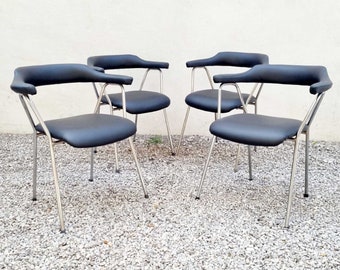 Set of 4 Mid Century Dining Chairs / Model 4455 / Niko Kralj design / Stol Kamnik / Scandinavian Design / Black Chairs / Yugoslavia / '60s