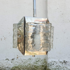Lampe de plafond du milieu du siècle / vintage Frosted Glass Ceiling Light / Italian Design / Vanity Ceiling Lamp par Hillebrand Allemagne / 1970 / &#39;70s