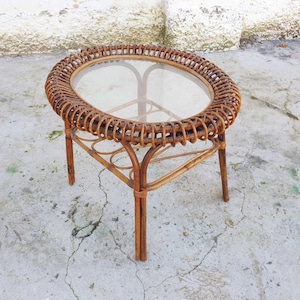Mid Century Modern Wicker Coffee Table / Vintage Rattan Coffee Table / Design Franco Albini / Bonacina / Italian Design / Home / Italy &#39;60s
