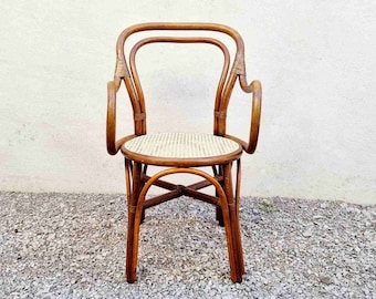 Silla de bambú moderna de mediados de siglo / Silla de ratán vintage / Muebles boho / Silla de comedor / Muebles de mimbre / Estilo boho / Italia / 1970s /'70s
