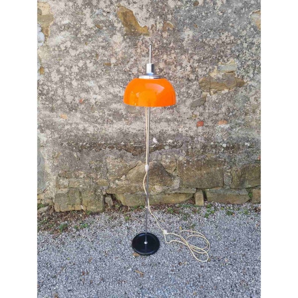 Mid Century Rare Orange Floor Lamp / Model Faro / Design Harvey Guzzini Italy / Vintage Floor Lamp / Retro Lighting / Italy / 1970 / '70s