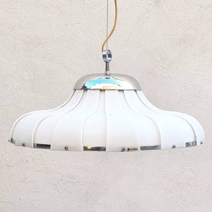 Rare Mid Century Ceiling Lamp / Meblo Guzzini XL Pendant Lamp / Space Age Ceiling Light / iGuzzini Lamp / White Acrylic Lamp / Italy / &#39;70s