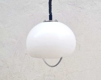 Mid Century Large White Ceiling Lamp / Model Lucerna / Vintage Lamp / Space Age Lighting / Design Harvey Guzzini / Italy / 1970 / '70s