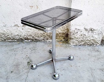 Large Mid Century Italian Coffee Table / Arredamenti Allegri / Minimalist / 1970s / Italian Design / Glass and Metal Table / Italy / '70s