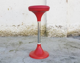 Rare Vintage Mushroom Bar Stool / Model Jurcek / Design by Finzgar & Zorman for Meblo Yugoslavia / Retro Bar Stool / Red Bar Chair / '60s